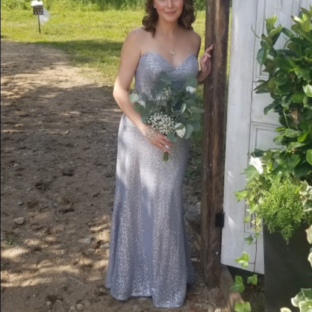 Silver Bridesmaid Dress fitted to a US size 4